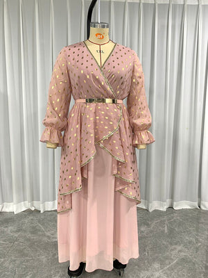 Women Plus Size Maxi Dresses  New Luxury Chic Elegant Long Sleeve Sequin Muslim Turkey Evening Party Wedding Clothing | TageUnlimited