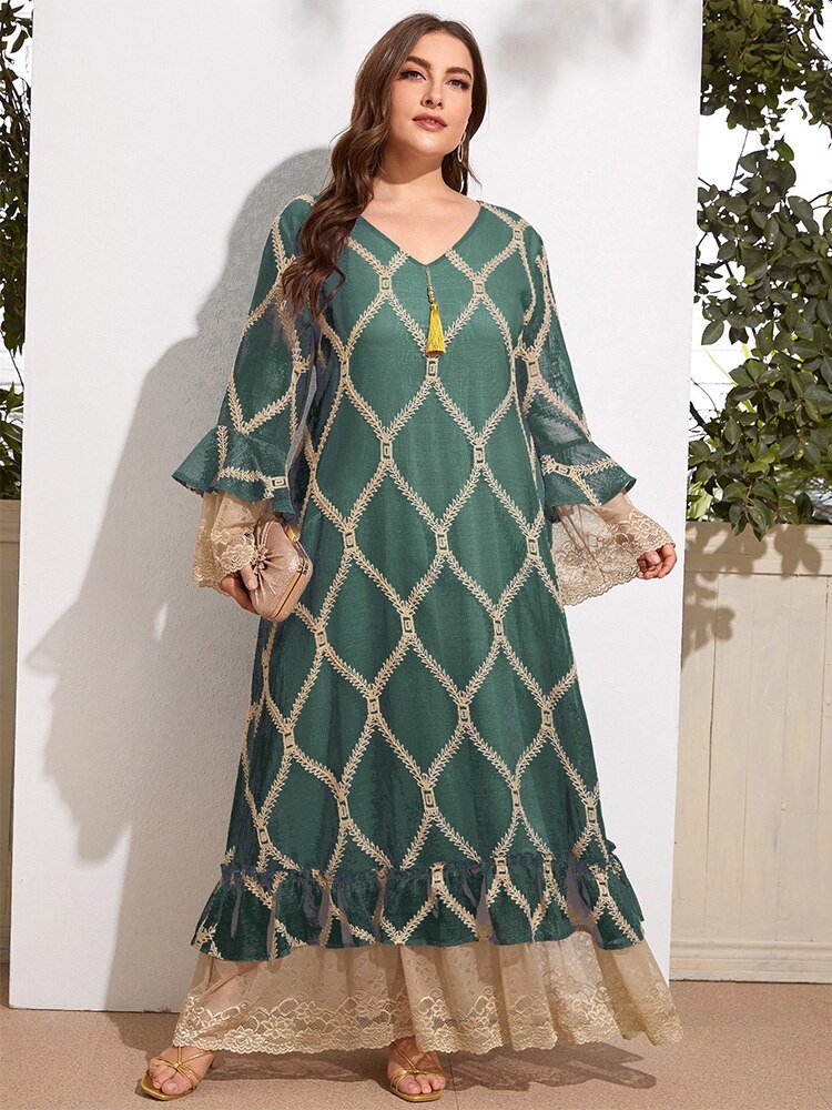 TOLEEN Women Plus Size Maxi Dresses  Spring Large Long Abaya Casual Elegant Evening Party Festival Muslim Oversized Clothing | TageUnlimited