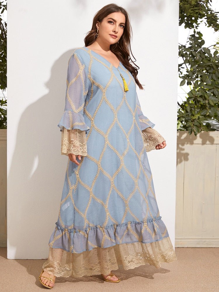 TOLEEN Women Plus Size Maxi Dresses  Spring Large Long Abaya Casual Elegant Evening Party Festival Muslim Oversized Clothing | TageUnlimited