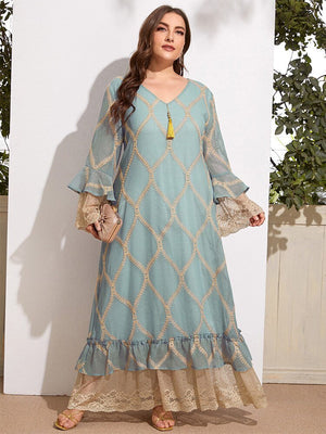 TOLEEN Women Plus Size Maxi Dresses  Spring Large Long Abaya Casual Elegant Evening Party Festival Muslim Oversized Clothing | TageUnlimited