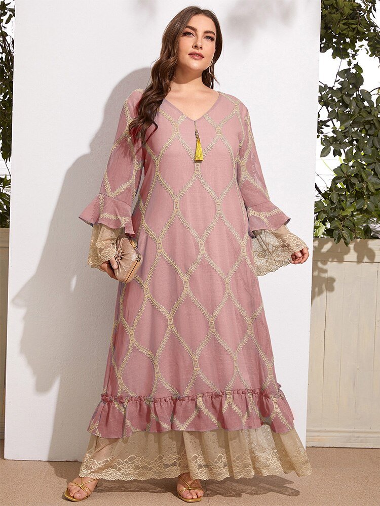 TOLEEN Women Plus Size Maxi Dresses  Spring Large Long Abaya Casual Elegant Evening Party Festival Muslim Oversized Clothing | TageUnlimited
