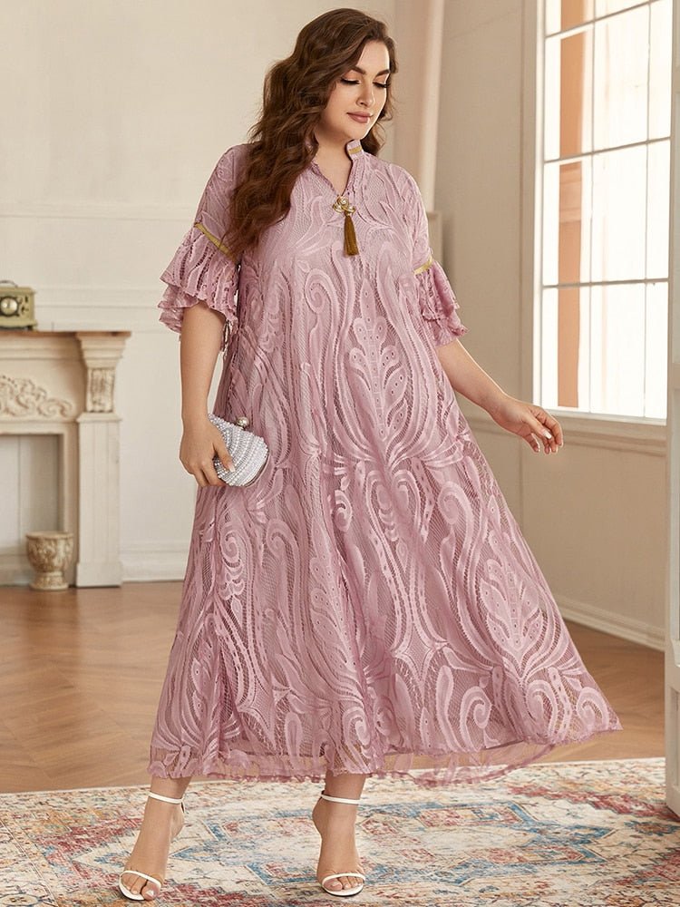 Women Plus Size Maxi Dresses Large New Summer Pink Luxury Designer Elegant Abayas Long Muslim Evening Party Clothing | TageUnlimited