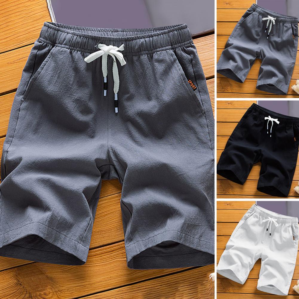 Trendy Men Shorts Summer Mid-Waist Thin Elastic Waist Knee Length Pants Short Pants Ice Silk | TageUnlimited