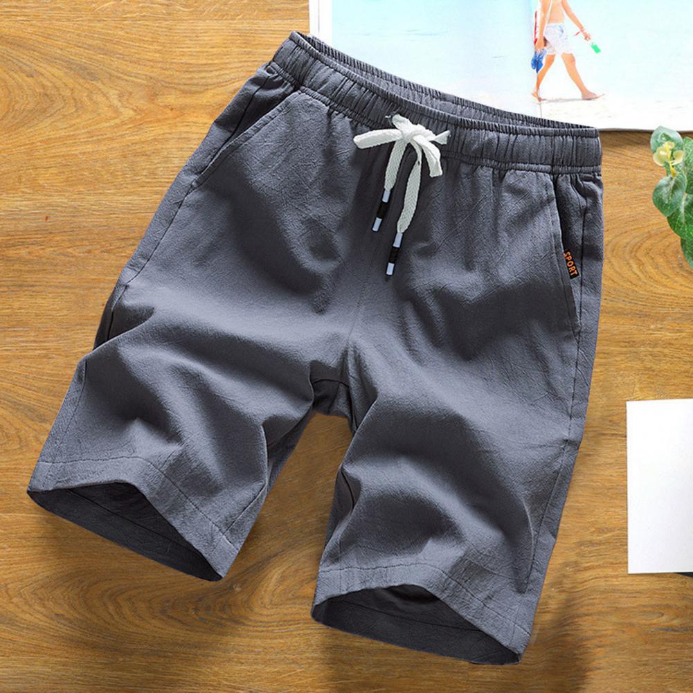 Trendy Men Shorts Summer Mid-Waist Thin Elastic Waist Knee Length Pants Short Pants Ice Silk | TageUnlimited