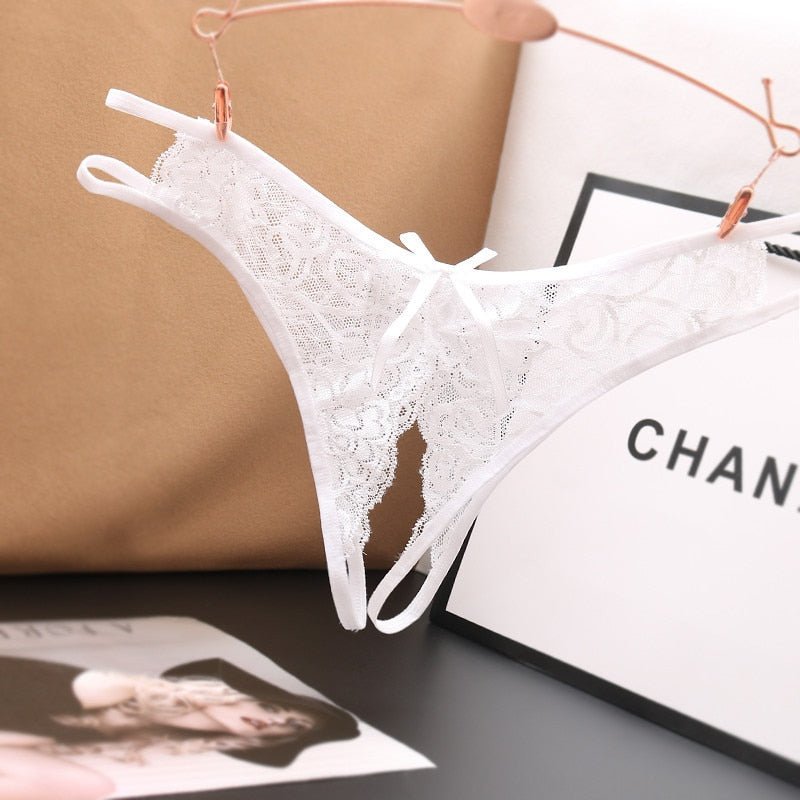 TrowBridge Transparent Women Panties Female Lace Underwear Open Crotch Thongs Sexy Lingerie Erotic Panty Hot G-String Cute Bow | TageUnlimited