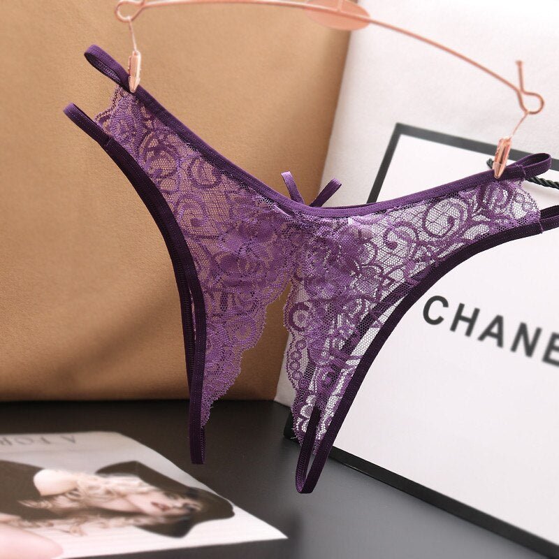 TrowBridge Transparent Women Panties Female Lace Underwear Open Crotch Thongs Sexy Lingerie Erotic Panty Hot G-String Cute Bow | TageUnlimited
