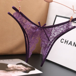 TrowBridge Transparent Women Panties Female Lace Underwear Open Crotch Thongs Sexy Lingerie Erotic Panty Hot G-String Cute Bow | TageUnlimited