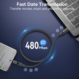 USLION PD60W 3 in 1 USB C To Type C 540 Magnetic Cable Charger Charging Cable Magnet Data Cables For iPhone 14 For Macbook | Tage-Active