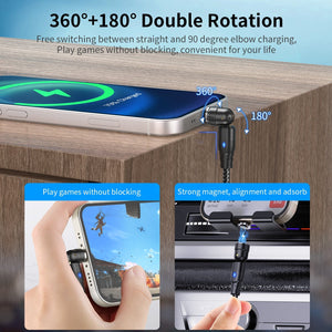 USLION PD60W 3 in 1 USB C To Type C 540 Magnetic Cable Charger Charging Cable Magnet Data Cables For iPhone 14 For Macbook | Tage-Active