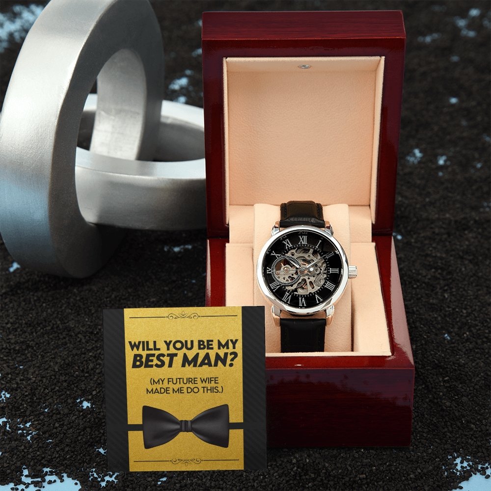 Will You Be My Best Man | Openwork Watch Plus Message Card | Jewelry | TageUnlimited