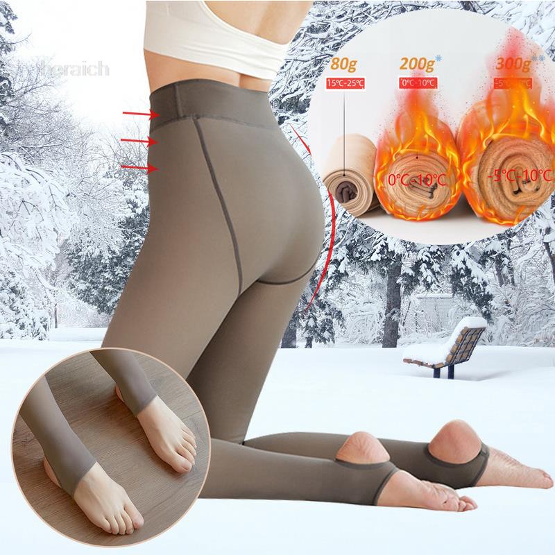 Winter Women Leggings Fleece Warm Tights Sexy Slim Translucent Pantyhose High Waist Thick Wool Sock Panty Women Thermal Leggings | 0 | TageUnlimited