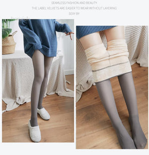 Winter Women Leggings Fleece Warm Tights Sexy Slim Translucent Pantyhose High Waist Thick Wool Sock Panty Women Thermal Leggings | 0 | TageUnlimited