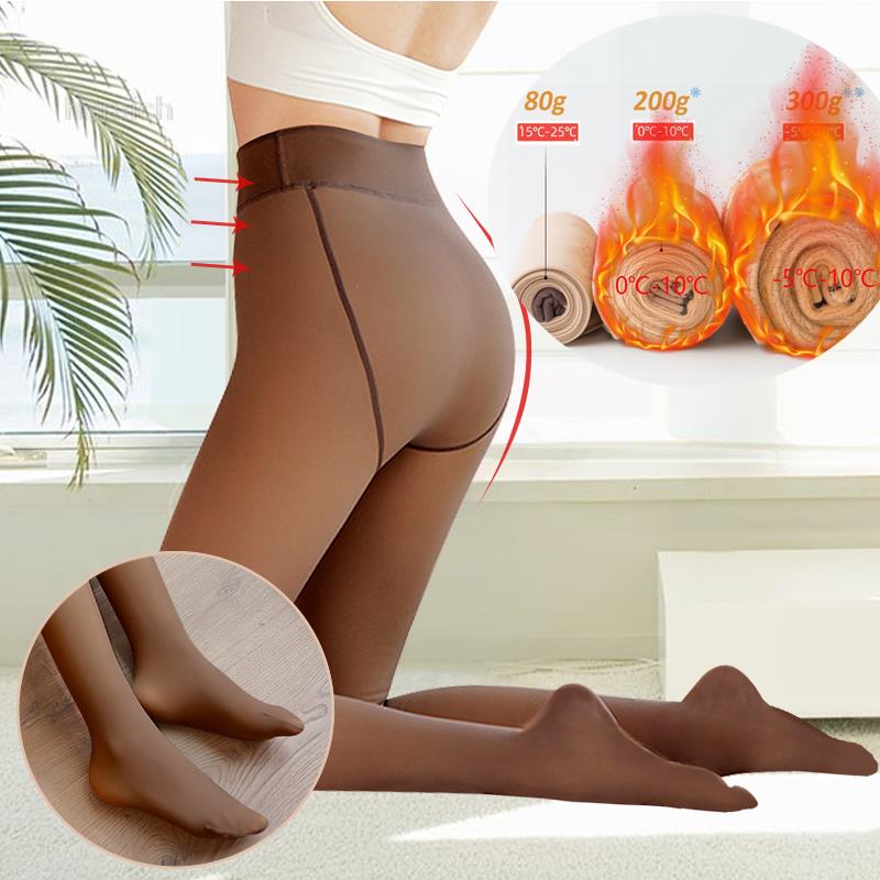 Winter Women Leggings Fleece Warm Tights Sexy Slim Translucent Pantyhose High Waist Thick Wool Sock Panty Women Thermal Leggings | 0 | TageUnlimited