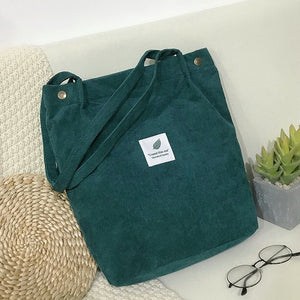 Women Corduroy Shoulder Shopping Bags Reusable Casual Outdoor Party Tote New Female Bag Handbags with Button Eco Organizer | 0 | Tage-Active