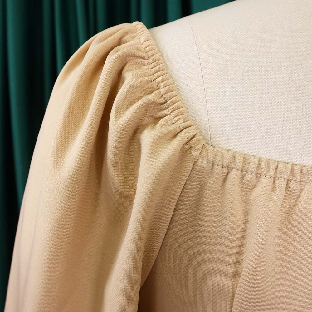 Women Dress Autumn Winter Long Sleeve Square Neck Solid Bodycon High Split Elegant Formal Business Work Wear Dress Midi Clothes | 0 | TageUnlimited