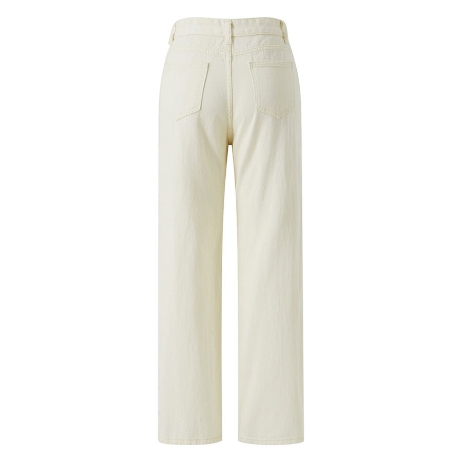 Women Fashion Loose Jeans Solid Color High Waist Straight Denim Trousers with Pockets Button Zipper Street Straight Leg Trousers | 0 | TageUnlimited