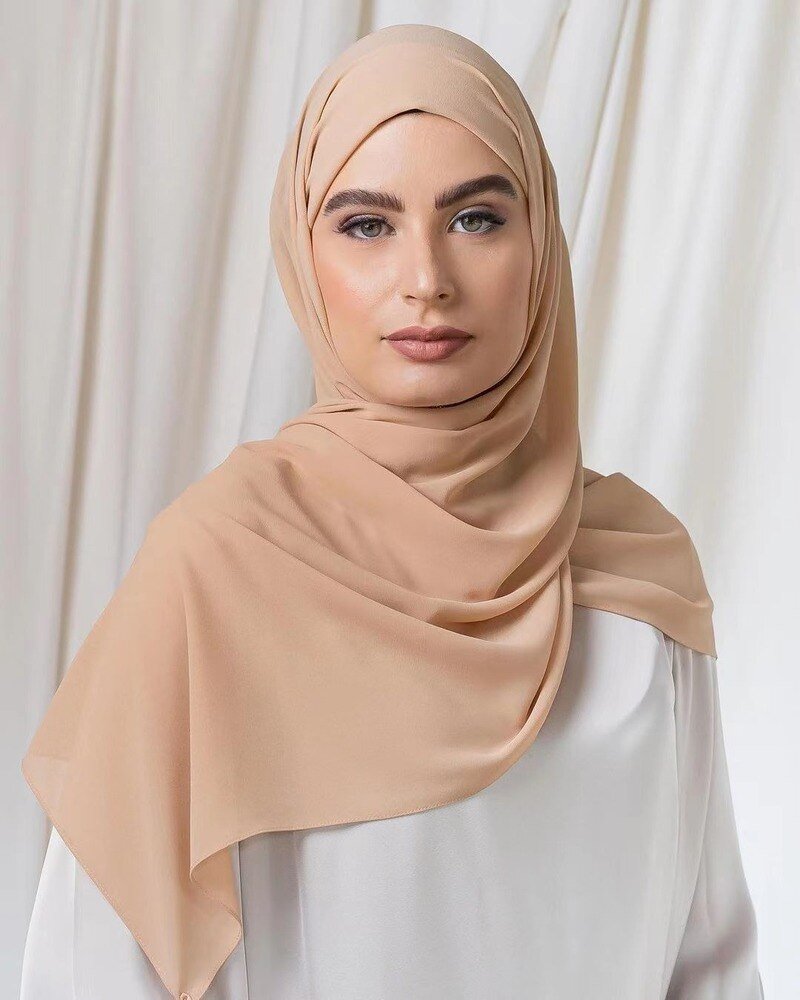 Women Hijabs Muslim Casual Fashion Solid Color Monochrome Pearl Chiffon Scarf Scarf For Women America Hot Selling HeadScarf | TageUnlimited