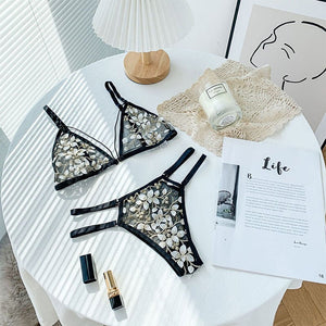 Women Lace Bra Sets Seamless Underwear Backless Vest Sexy Bralette Lingerie Ultrathin Bra & Brief Sets Female | TageUnlimited