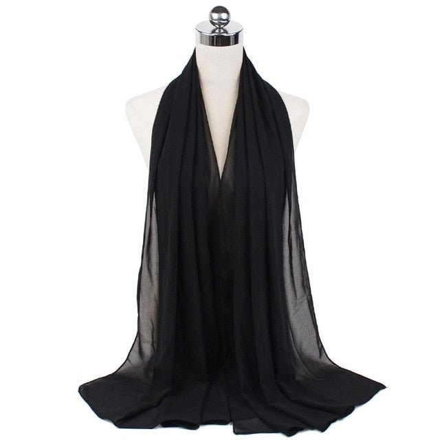 Women Muslim Chiffon Hijab Shawls Scarf Modal Cotton Jersey Hijabs Plain Soft For Woman Muslim Voile Head Wraps 70*180cm Islamic - TageUnlimited