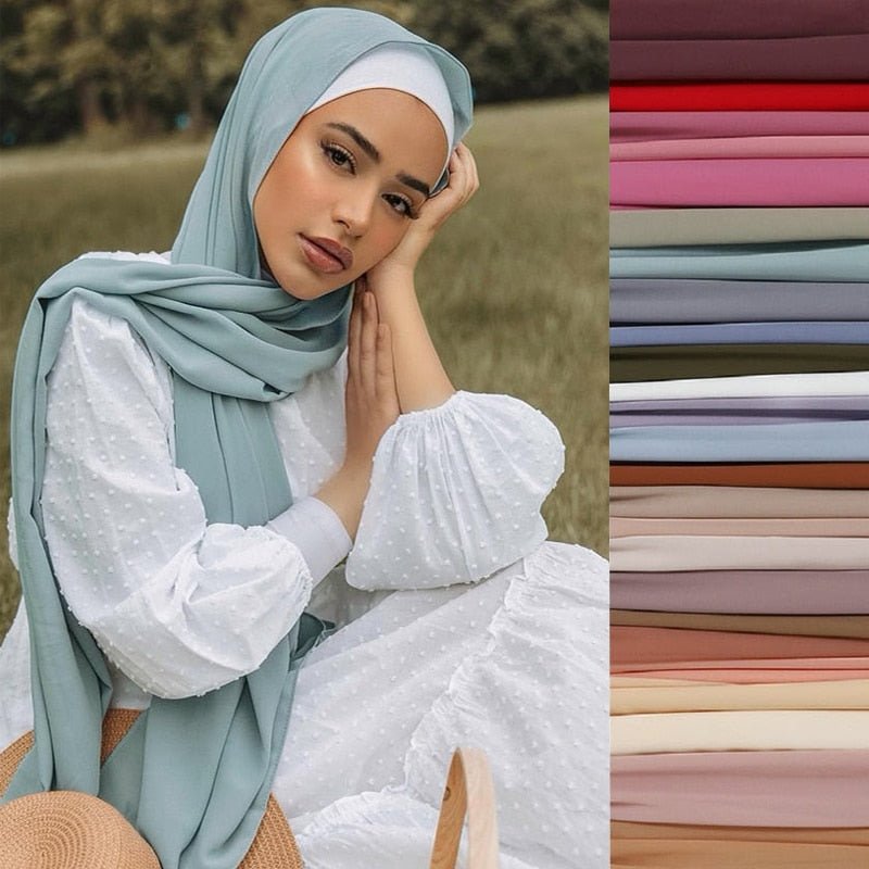 Women Muslim Chiffon Hijab Shawls Scarf Modal Cotton Jersey Hijabs Plain Soft For Woman Muslim Voile Head Wraps 70*180cm Islamic | TageUnlimited