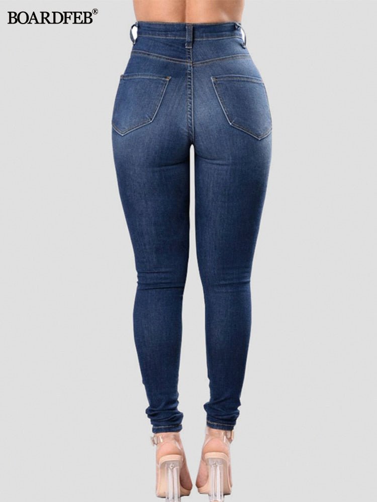 Women Ripped Jeans High Waist Stretch Skinny Slim Fit Female Pencil Y2K Pants Destroyed Denim Pants Ladies Casual Hole Trousers | 0 | TageUnlimited