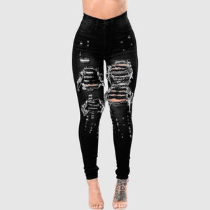Women Ripped Jeans High Waist Stretch Skinny Slim Fit Female Pencil Y2K Pants Destroyed Denim Pants Ladies Casual Hole Trousers | 0 | TageUnlimited