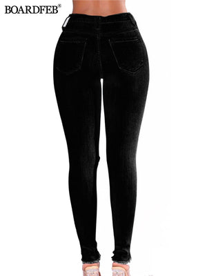 Women Ripped Jeans Pants Y2K Stretch Skinny Hole Denim Pencil Pants Slim Fit Casual High Waist Female Distressed Jeans Trousers | 0 | TageUnlimited