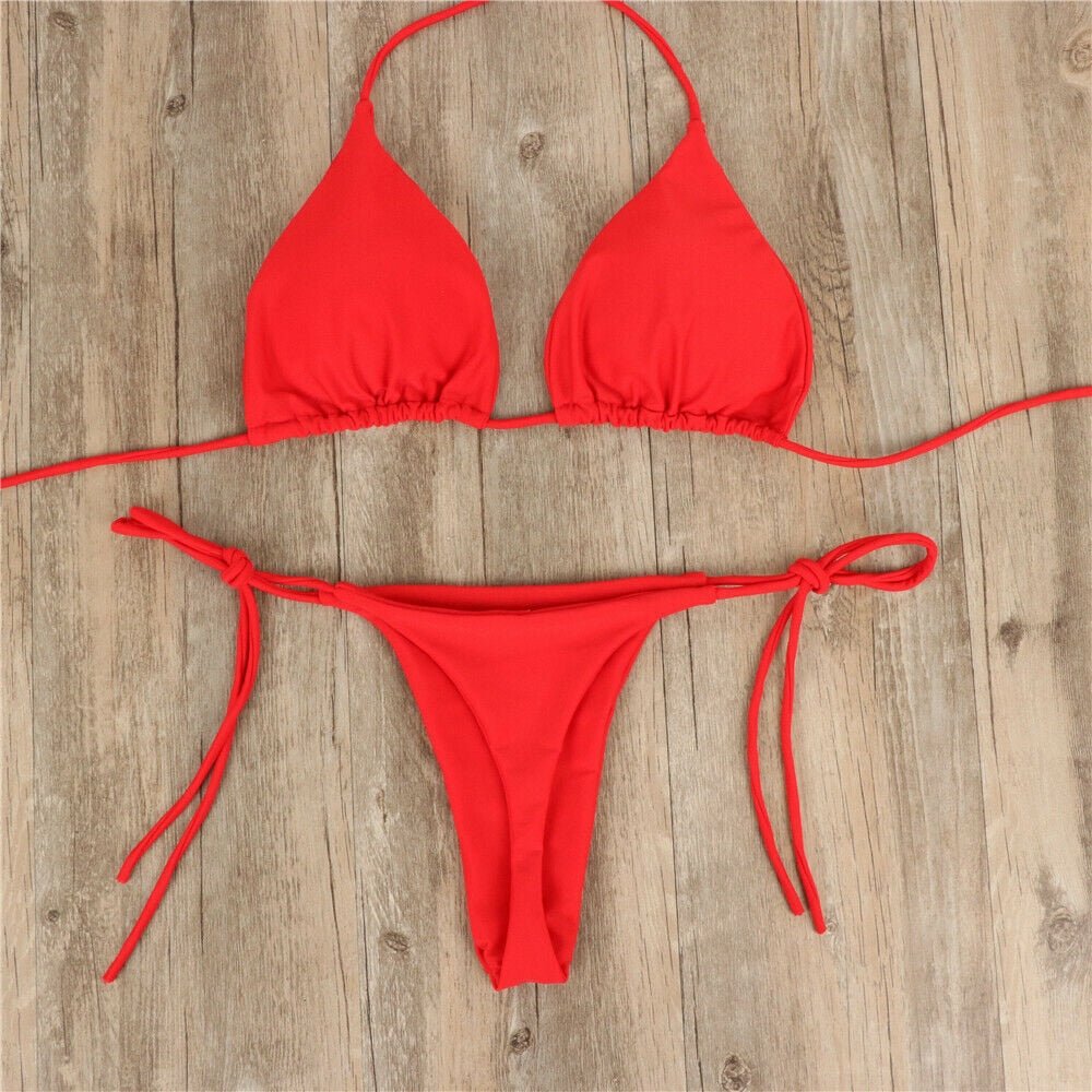 Women Thong Bikini Set Side Tie Sexy Swimsuit Bandage Style Swimwear Female Push Up Swimming Swimwear Bathing Suit | TageUnlimited