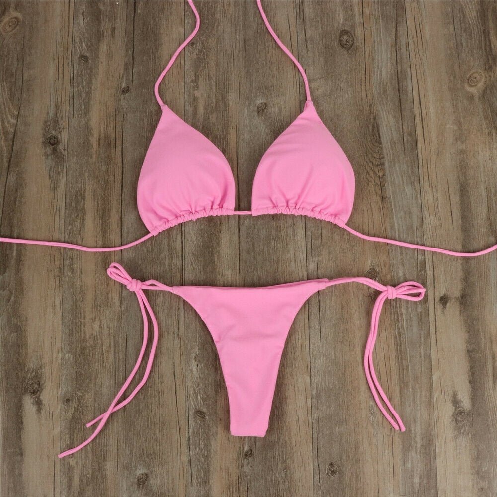 Women Thong Bikini Set Side Tie Sexy Swimsuit Bandage Style Swimwear Female Push Up Swimming Swimwear Bathing Suit | TageUnlimited