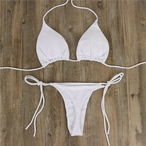 Women Thong Bikini Set Side Tie Sexy Swimsuit Bandage Style Swimwear Female Push Up Swimming Swimwear Bathing Suit | TageUnlimited