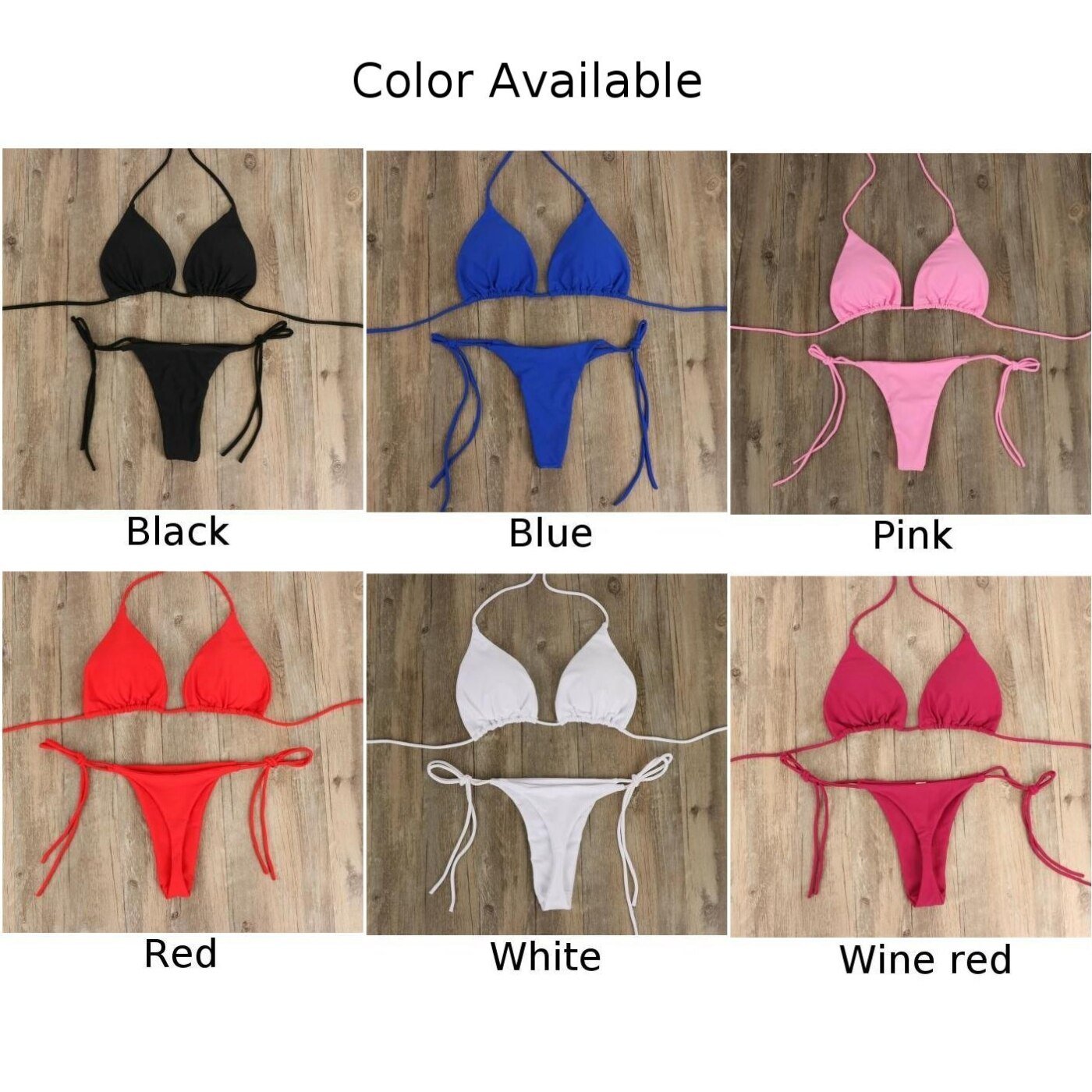 Women Thong Bikini Set Side Tie Sexy Swimsuit Bandage Style Swimwear Female Push Up Swimming Swimwear Bathing Suit | TageUnlimited
