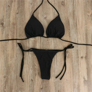 Women Thong Bikini Set Side Tie Sexy Swimsuit Bandage Style Swimwear Female Push Up Swimming Swimwear Bathing Suit | TageUnlimited