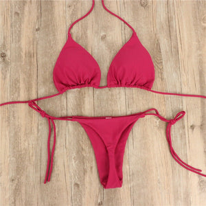 Women Thong Bikini Set Side Tie Sexy Swimsuit Bandage Style Swimwear Female Push Up Swimming Swimwear Bathing Suit | TageUnlimited