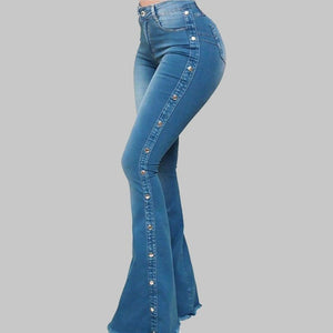 Women PantsNew High-waisted Stretch Dragging Flared Jeans Women Denim Casual Pants | 0 | TageUnlimited