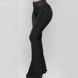 Women PantsNew High-waisted Stretch Dragging Flared Jeans Women Denim Casual Pants | 0 | TageUnlimited