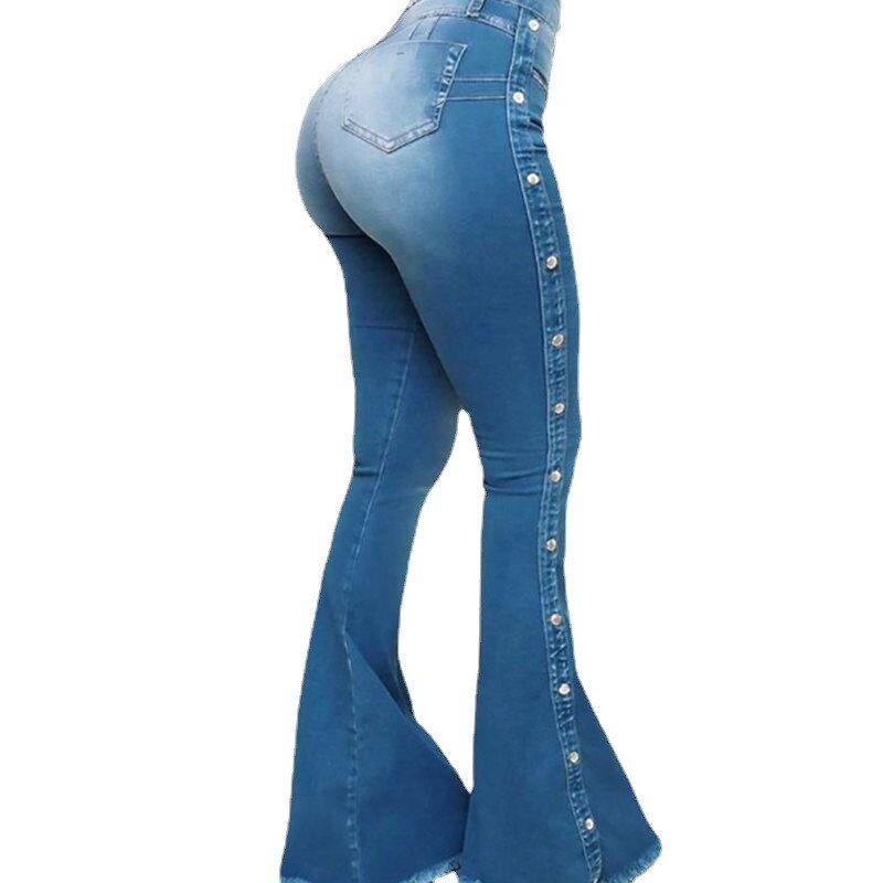 Women PantsNew High-waisted Stretch Dragging Flared Jeans Women Denim Casual Pants | 0 | TageUnlimited