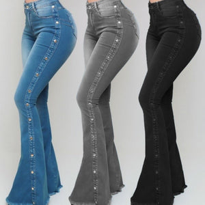 Women PantsNew High-waisted Stretch Dragging Flared Jeans Women Denim Casual Pants | 0 | TageUnlimited