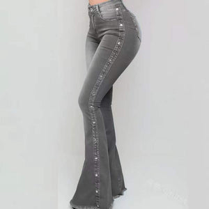 Women PantsNew High-waisted Stretch Dragging Flared Jeans Women Denim Casual Pants | 0 | TageUnlimited