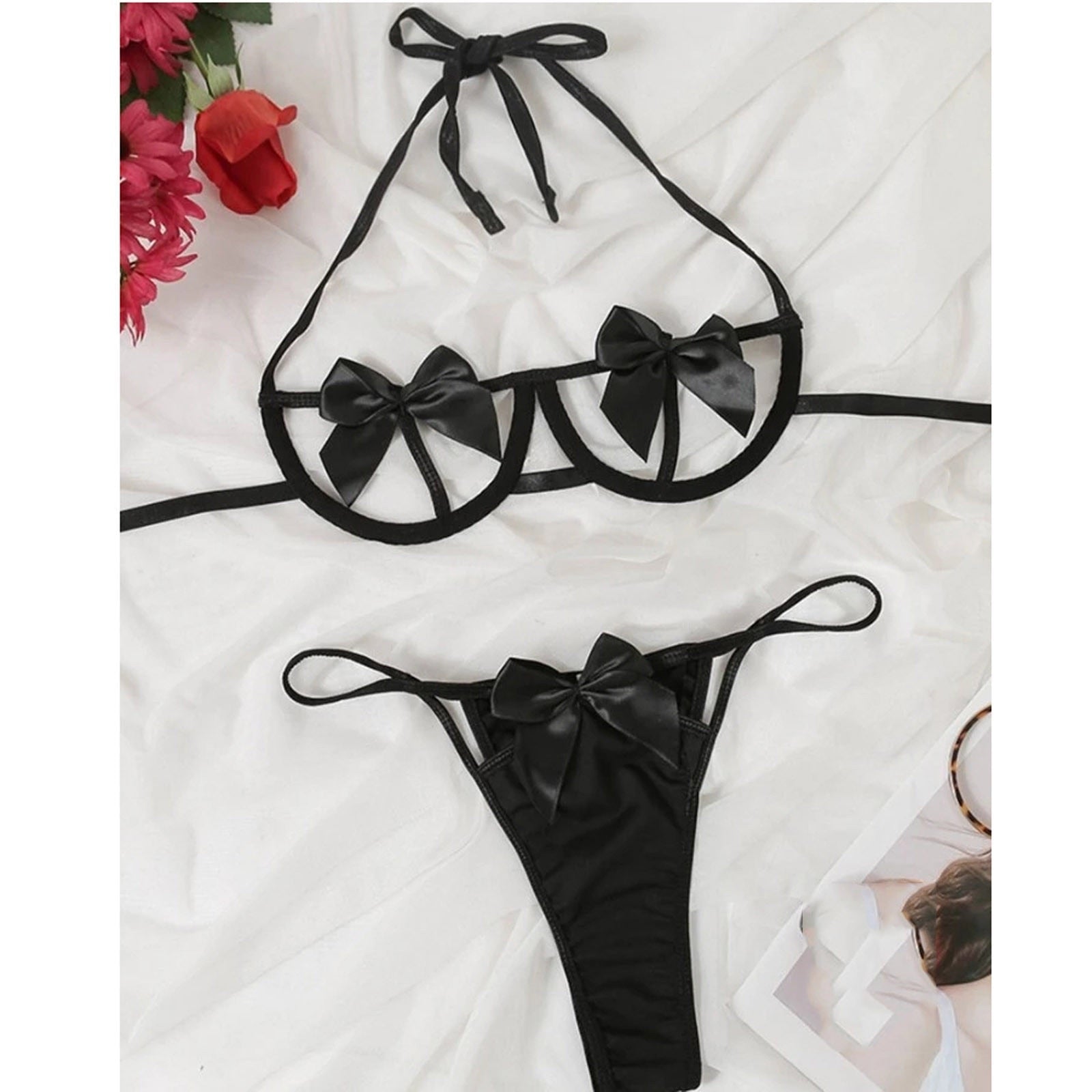 Women Underwear Ladies Sexy Lingerie Bandage Bowknot Underwear Sleepwear G-string Lingerie Erotic Sets | TageUnlimited