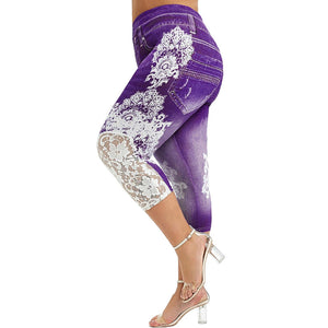 Womens Leggings  Jeans Floral Printing Elastic Waist Pencil Pants Jeggings Plus Size Legging Ladies Sweatpants Trousers | 0 | TageUnlimited
