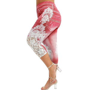 Womens Leggings  Jeans Floral Printing Elastic Waist Pencil Pants Jeggings Plus Size Legging Ladies Sweatpants Trousers | 0 | TageUnlimited