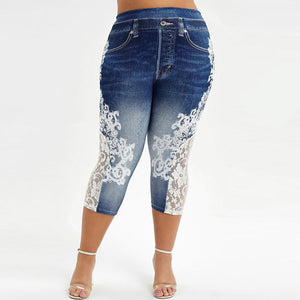 Womens Leggings  Jeans Floral Printing Elastic Waist Pencil Pants Jeggings Plus Size Legging Ladies Sweatpants Trousers | 0 | TageUnlimited