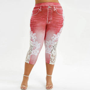 Womens Leggings  Jeans Floral Printing Elastic Waist Pencil Pants Jeggings Plus Size Legging Ladies Sweatpants Trousers | 0 | TageUnlimited