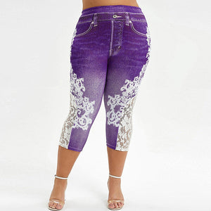Womens Leggings  Jeans Floral Printing Elastic Waist Pencil Pants Jeggings Plus Size Legging Ladies Sweatpants Trousers | 0 | TageUnlimited