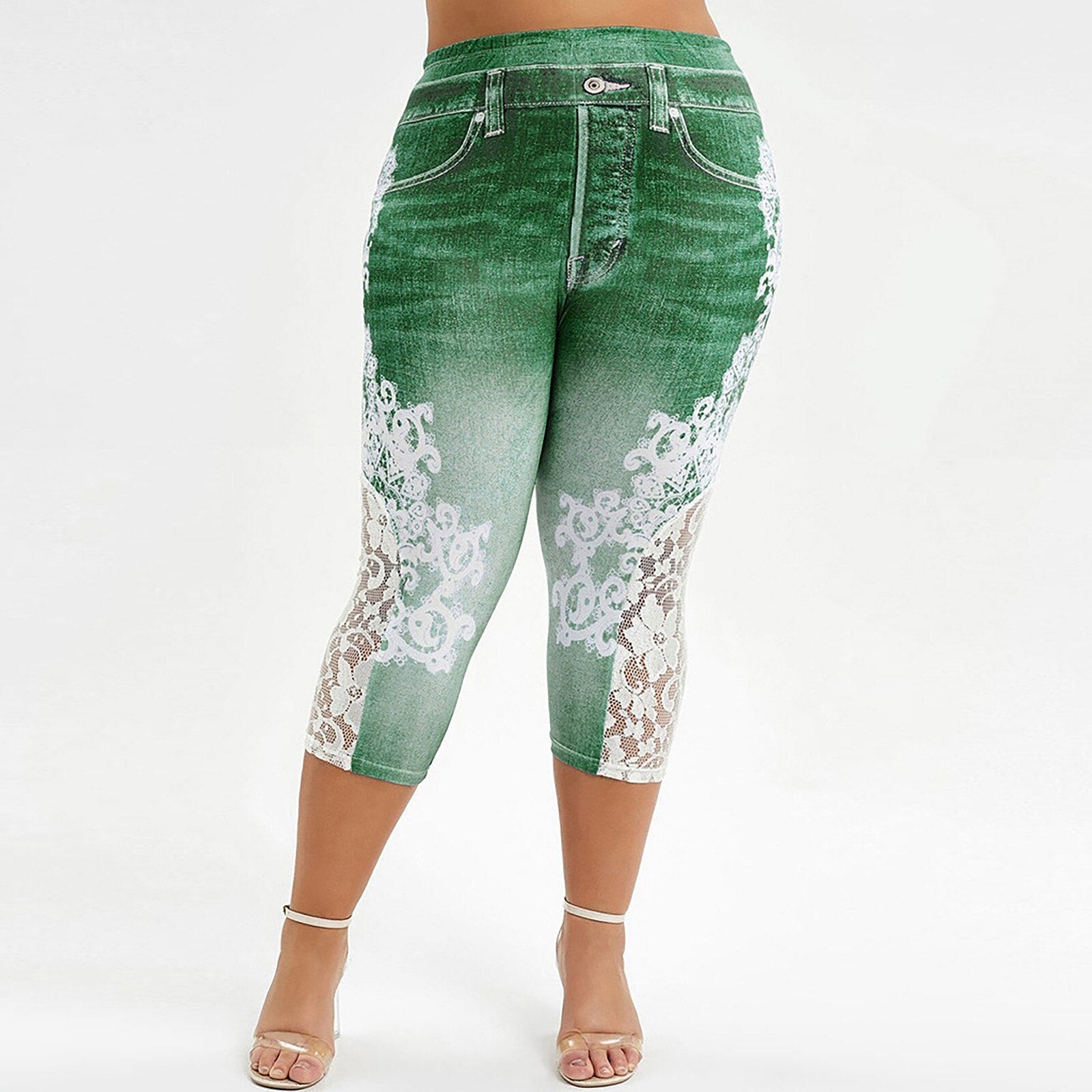 Womens Leggings  Jeans Floral Printing Elastic Waist Pencil Pants Jeggings Plus Size Legging Ladies Sweatpants Trousers | 0 | TageUnlimited