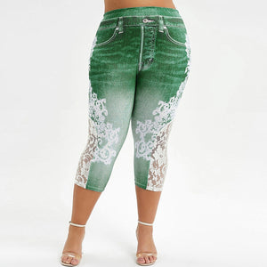 Womens Leggings  Jeans Floral Printing Elastic Waist Pencil Pants Jeggings Plus Size Legging Ladies Sweatpants Trousers | 0 | TageUnlimited