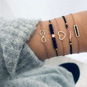 WUKALO Bohemian Gold Color Tassel Angel Bracelets for Women Boho Jewelry Geometric Layered Pearl Hand Chain Charm Bracelet Set | 0 | Tage-Active