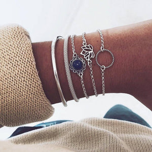 WUKALO Bohemian Gold Color Tassel Angel Bracelets for Women Boho Jewelry Geometric Layered Pearl Hand Chain Charm Bracelet Set | 0 | Tage-Active
