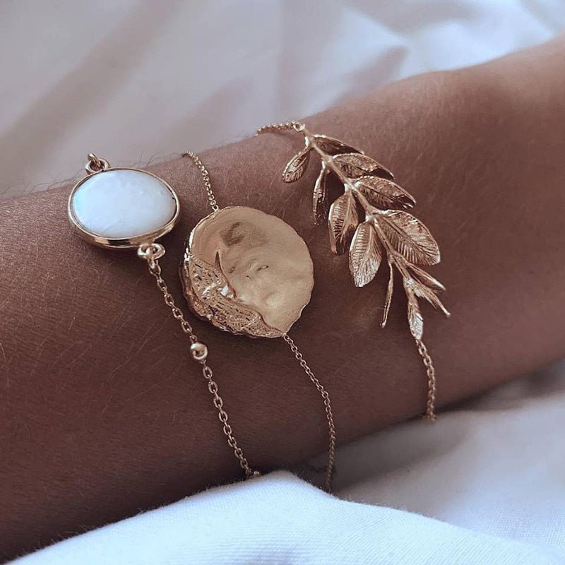 WUKALO Bohemian Gold Color Tassel Angel Bracelets for Women Boho Jewelry Geometric Layered Pearl Hand Chain Charm Bracelet Set | 0 | Tage-Active