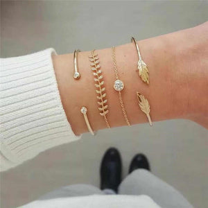 WUKALO Bohemian Gold Color Tassel Angel Bracelets for Women Boho Jewelry Geometric Layered Pearl Hand Chain Charm Bracelet Set | 0 | Tage-Active